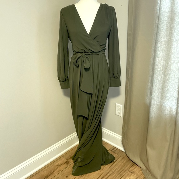 Baltic Born Lydia olive Green Maxi Wrap Dress - Picture 2 of 7